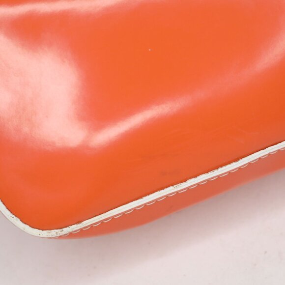 Vintage Guess Y2K Mini Baguette Shoulder Bag Orange Faux Leather White Trim - Picture 12 of 15